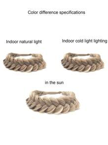 Woven Synthetic Hair Extensions, Natural Hair Extensions, Suitable For Braiding, Wide Fishbone Thigh Braided Elastic Loose Hair Band For Girls