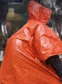 1/3pcs Portable Waterproof Survival Raincoat With Reflective Blanke, Emergency Raincoat With Hood - Thick Reflective, Reusable Thermal Blanket For Camping, Hiking, And Outdoor Survival - Multicolor - View 4