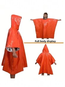 1/3pcs Portable Waterproof Survival Raincoat With Reflective Blanke, Emergency Raincoat With Hood - Thick Reflective, Reusable Thermal Blanket For Camping, Hiking, And Outdoor Survival - Multicolor - View 5