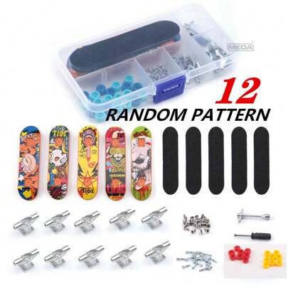 Finger Skate Boarding förvaringslåda, DIY zinklegering monterad Mini Matt Double-Kick Skate Toy