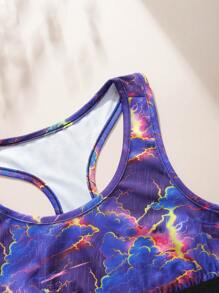[Nature Series]Women's Letter Print Sports Bra And Pantines Set Lingerie - Multicolor - View 4