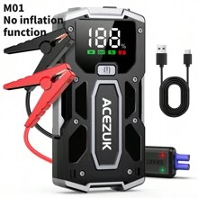 ACEZUK Portable Car Jump Starter With Air Compressor, ACEZUK 150PSI 5000A Jump Starter (All Gas/10.0L ), 12V Car Battery Jump Box Car Battery Jumper Starter With 3.4" LCD Display, 2 Lights - màu đen - Xem 3