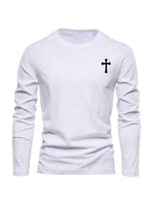 3pcs/Set Men's Casual Everyday Cross Print Long Sleeve T-Shirts, Autumn Tee, Fall Clothes - Multicolor - View 3