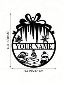 可定制的金属圣诞花环标志个性化圣诞剪影墙面艺术时尚室内装饰门和花园装饰、家居、厨房、餐厅 - 独特的节日礼物创意 - 黑色 - 查看 17