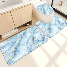1pc/4pcs Bathroom Curtains Shower Set, Shower Curtain, Bathroom Decor, Bathroom Rug, Bath Mat, Blue Marble Pattern, Modern Minimalist Style, Seasonal Theme Decor, Classic Luxurious Bathroom Set, Includes 12 Hooks Summer Bathroom Accessories Back To School