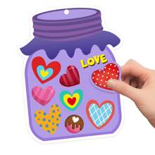 72件/套情人节彩色心形漂流瓶DIY贴纸装饰卡套装（24张卡片+24张贴纸+24条挂绳），愿望表白礼物，节日装饰卡套装 - 彩色 - 查看 10