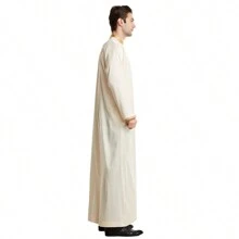Herren arabisches Gewand langes Gewand mit Stickerei, hochwertiger Satin