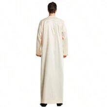 Herren arabisches Gewand langes Gewand mit Stickerei, hochwertiger Satin