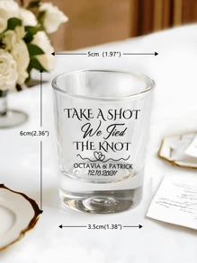 1 Par/2 piezas Copas de brindis de boda personalizadas, Vasos de vidrio personalizados, Vasos de vidrio de 45ml personalizados, Cristalería personalizada, Chupitos personalizados, Regalos personalizados, Cristalería personalizada, Vasos de vidrio personalizados, Recuerdos de boda únicos, Suministro a granel para fiestas de boda, Chupitos "Estamos casados", Regalos de boda, Boda ideal, Mejores regalos para recién casados, Familia, Colegas, Fácil de limpiar, Exquisito, Personalización de alta calidad, Personalizado, Ambiente cálido, Vida doméstica, Copas de vino personalizadas - Multicolor - Ver 6