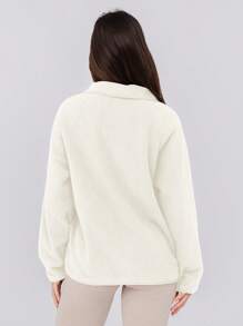 Women's Fleece Sherpa Jacket Winter Coats Long Sleeve Casual Button Fuzzy Cropped Sweatshirt Outerwear With Pockets - Màu be - Xem 6