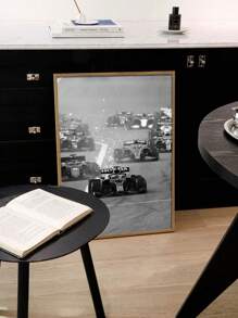 1 Stück ungerahmtes Sportauto-Themen Leinwand Poster, Formel Rennauto Ausdruck, wasserfeste Leinwand Wandkunst, Wandgemälde als Geschenk, für Schlafzimmer, Büro, Wohnzimmer, Café, Bar, Wanddekoration, Heim- und Wohnheimdekorationen - Schwarz und Weiss - Übersicht 6