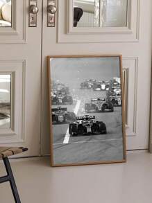 1 Stück ungerahmtes Sportauto-Themen Leinwand Poster, Formel Rennauto Ausdruck, wasserfeste Leinwand Wandkunst, Wandgemälde als Geschenk, für Schlafzimmer, Büro, Wohnzimmer, Café, Bar, Wanddekoration, Heim- und Wohnheimdekorationen - Schwarz und Weiss - Übersicht 5