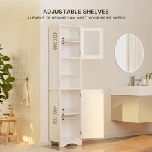 67.1" Tall Bathroom Storage Cabinet With Open Shelves, Narrow Freestanding Tall Linen Tower With Adjustable Shelves, 2 Doors  Cabinet With Anti-Tip For Home, Kitchen And Living Room, Christmas Gifts - trắng - Xem 6