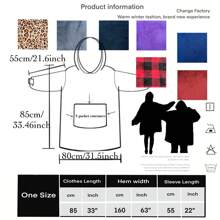 1 件带袖羊毛可穿戴毯子，连帽运动衫款式，超大袋鼠口袋，带 3 个入口（左、右、上），适合小型宠物，适合冬季 - 紅色格紋 - 查看 6