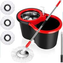 Spin Mop And Bucket With Wringer Set Tool Replacement, Mop Head, Metal Plate, Mop Rod For Living Room, Bedroom, Kitchen, Office - Multicolor - View 1