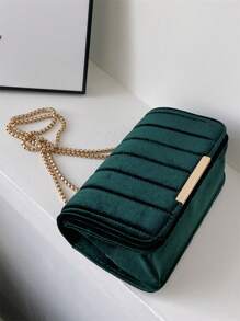 New Gold Velvet Chain Embroidered Women Shoulder Bag & Crossbody Bag, Autumn/Winter - Green - View 3