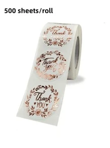 Rollo de 500 pegatinas con flores y texto 'Gracias' - Ideal para regalos de Acción de Gracias y decoración de tarjetas