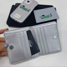 Monedero con textura con diseño de perro salchicha de dibujos animados. Cartera plegable, estuche para tarjetas, regalo para mujer, cartera pequeña, cartera linda - Plateado - Ver 3