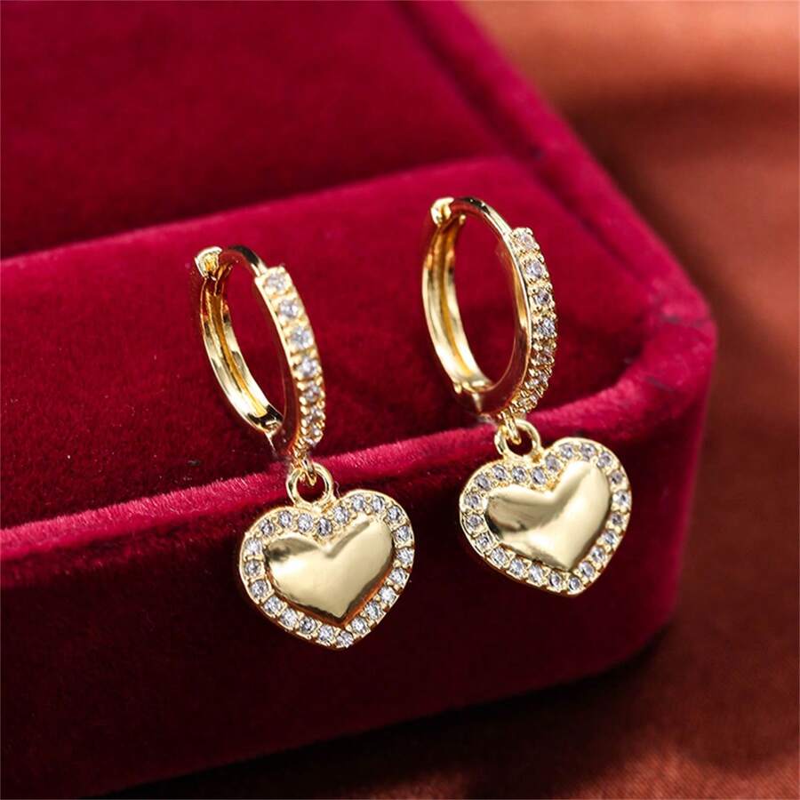 1 Pair Women's Fashion Zirconia Earrings, High-End Leisure Punk Style