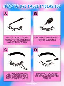 GROINNEYA 5 对浓密假睫毛自然猫眼睫毛仿貂毛睫毛蓬松漫画假睫毛化妆工具 (7D16) 假睫毛、睫毛、睫毛、假睫毛 - 黑色 - 查看 4