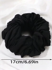 1个女士特大号桑蚕丝雪纺纯黑色发圈，时尚百搭优雅简约发饰，适合日常休闲、派对、通勤、度假、扎马尾、盘发、洗脸、化妆、搭配服装，家居美发饰品 - 黑色 - 查看 3