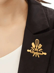 1 Piece Custom Name Kitchenware Brooch, Women's Fashionable Personalized Custom Letter Chef Brooch, Stainless Steel Nameplate, Jewelry, Clothing, Backpack Accessories, Gift - Multicolor - View 4