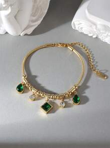 MESTILO 1 件 18K 不锈钢精致花朵和心形链手链，适合女性日常佩戴和派对 - 彩色 - 查看 5