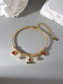 MESTILO 1 件 18K 不锈钢精致花朵和心形链手链，适合女性日常佩戴和派对 - 彩色 - 查看 2