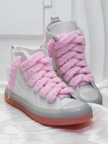 1 Pair Colorful 1.5cm Wide Fluffy Fluffy Shoelaces, Fashionable Casual Shoe Accessories - View 6