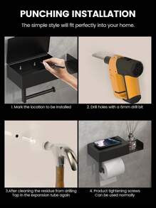 1pc Toilet Paper Holder With Shelf, Bathroom Wipes Storage Box, Toilet Roll Paper Holder, Wall Mounted Tissue DispenserContainer, Bathroom Hanging Tissue Storage Rack, BathroomAccessories, Wall Mounted Toilet Roll Paper Storage Rack