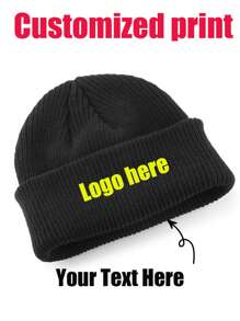 Cappello senza visiera in maglia monocromatico (unisex), cappello lavorato a maglia per la protezione delle orecchie, personalizzabile con logo, adatto per l'autunno e l'inverno