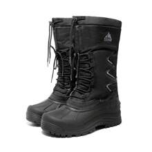 Men's Waterproof Hiking Winter Boots Insulated, Fur Liner, Lightweight Outdoor Tall Boots - Black - View 3