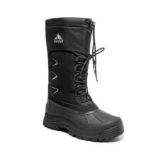 Men's Waterproof Hiking Winter Boots Insulated, Fur Liner, Lightweight Outdoor Tall Boots - Black - View 4