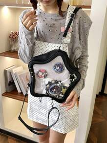 Sac à dos polyvalent de style universitaire pour les filles, style casual de danse Cosplay, style Lolita avec étoile à cinq branches transparente, grande capacité, design mignon, style Harajuku japonais