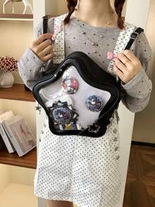 Sac à dos polyvalent de style universitaire pour les filles, style casual de danse Cosplay, style Lolita avec étoile à cinq branches transparente, grande capacité, design mignon, style Harajuku japonais