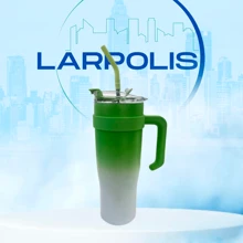 1.2L Thermal Cup With Acrylic Lid, Stainless Steel Straw And Silicone Tip - 綠色和白色 - 查看 1