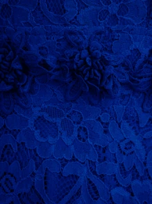 Lace Midi Maxi Dress Short Sleeve Floral Party - Xanh đậm - Xem 3