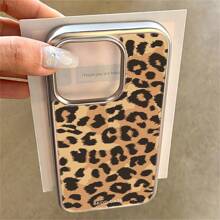 Apple Y2K Style High-End Leopard Print Electroplated Rim Fashion Phone Case, Compatible With IPhone 15/15 Pro/15 Pro Max/14/13/12/11/Xs MAX Series, Silicone Phone Protective Cover, Suitable For Men And Women