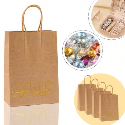 5 pezzi/10 pezzi Sacchetti regalo per la festa di Metà Autunno, sacchetti di carta kraft con stampa cartoni animati, sacchetti shopping confezione regalo, per Ramadan, decorazioni per Ramadan, Eid Mubarak
