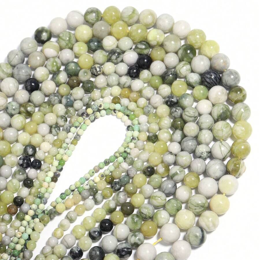 1 chiếc vòng cổ hạt ngọc bích Úc, hạt đá tự nhiên màu xanh lá cây 4/6/8/10mm