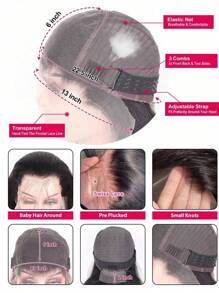 Tóc giả ren phía trước Body Wave 13x6 Tóc giả tóc người Body Wave trong suốt ren phía trước Tóc giả tóc người 180% mật độ được nhổ sẵn với tóc con Màu tự nhiên - SNatural - Xem 7