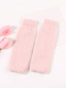 1 双女士柔软毛绒半指手套，保暖手臂保暖露指手套，可爱长袖设计，适合秋冬季 - A - 查看 11