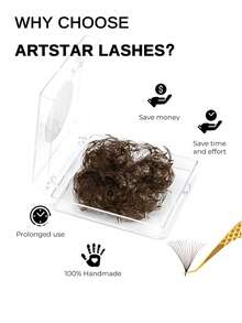 ARTSTAR 500 Fans Curvature D Brown Color Premade Fans Lashes 12D/14D/16D Loose Fans Eyelash Extension 0.05mm Handmade Long Piont Stem 500 Fans False Eyelashes