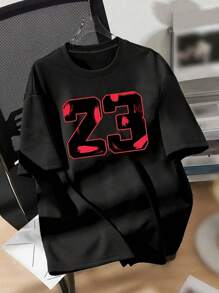 男士时尚 23 印花 T 恤 - 黑色 - 查看 1