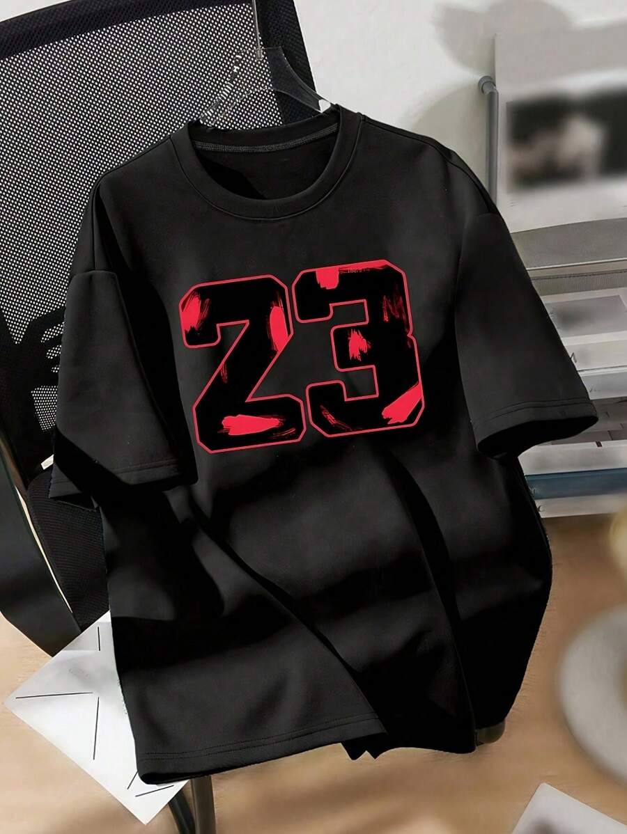 男士时尚 23 印花 T 恤 - 黑色 - 查看 1
