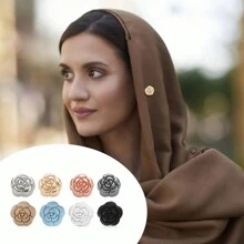 8 件磁性头巾别针（混合款）、多功能无针磁性头巾夹、围巾别针、时尚头巾配饰，适合穆斯林女性头巾、围巾、衣服（山茶花风格）