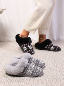pinpochyaw Zapatillas de mujer con forro térmico de deslizar, zapatillas de casa cálidas y cómodas para el invierno