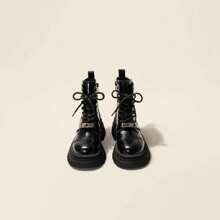 Platform Ankle Boots With Metal Buckle – Elevate Your Style And Height - Black Velvet - View 5