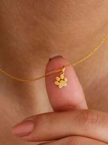 女士可爱猫爪吊坠项链，18K 玫瑰金精致宠物主题吊坠项链，防水不褪色，适合宠物爱好者的可爱珠宝礼物，圣诞珠宝礼物 - 彩色 - 查看 1