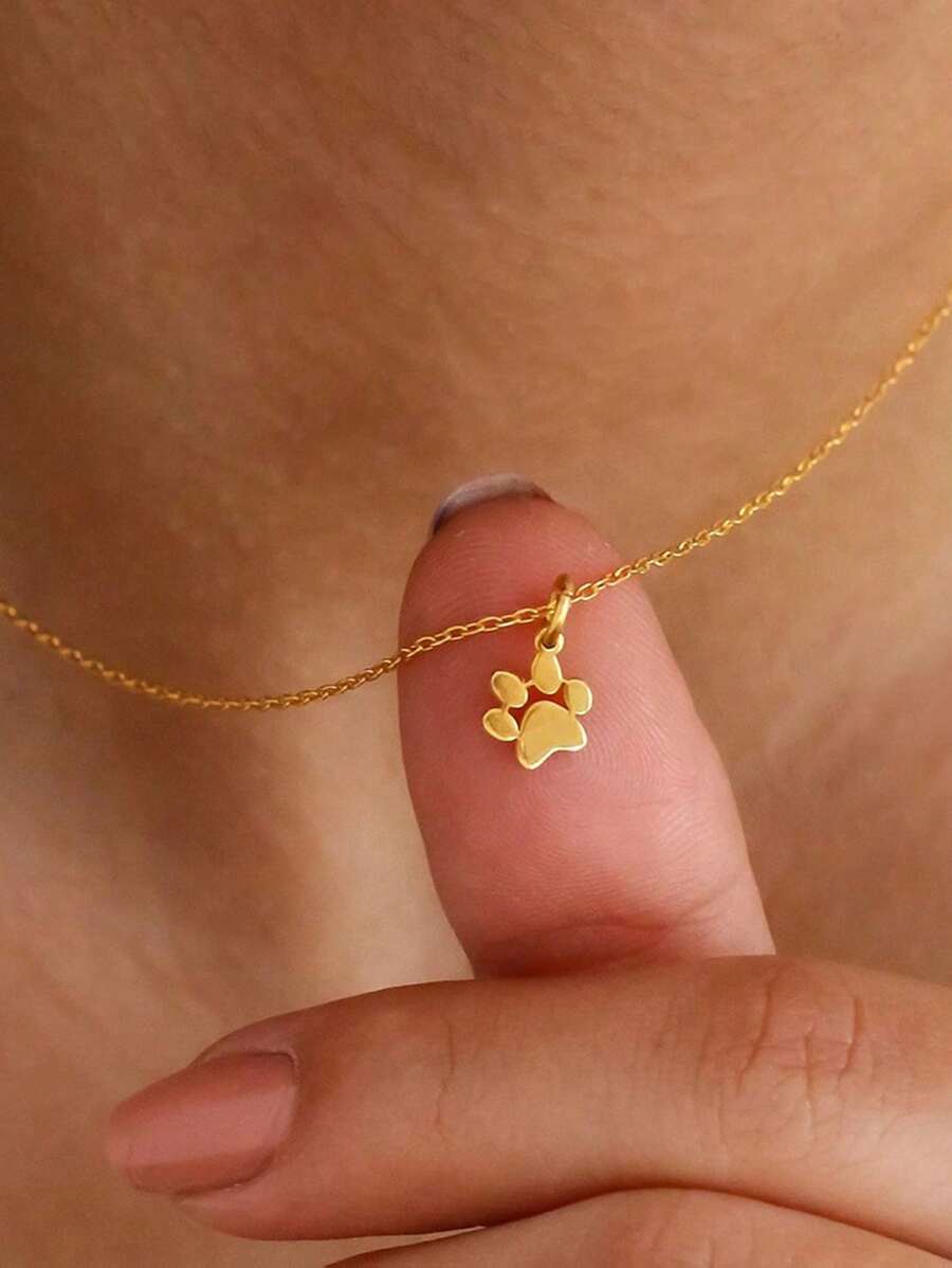 女士可爱猫爪吊坠项链,18K 玫瑰金精致宠物主题吊坠项链,防水不褪色,适合宠物爱好者的可爱珠宝礼物,圣诞珠宝礼物 - 彩色 - 查看 1